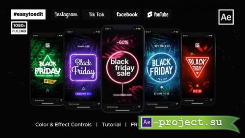 Videohive - Black Friday | Neon Stories & Posts - 34426932 - Project for After Effects