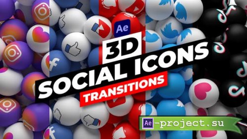 Videohive - 3D Social Icons Transitions - 34560251 - Project for After Effects