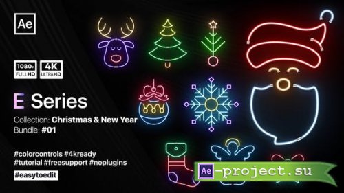 Videohive - Christmas Neon Elements - 34913111 - Project for After Effects
