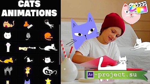 Videohive - Cartoon Cats Animations for FCPX - 35654730 - Project For Final Cut & Apple Motion