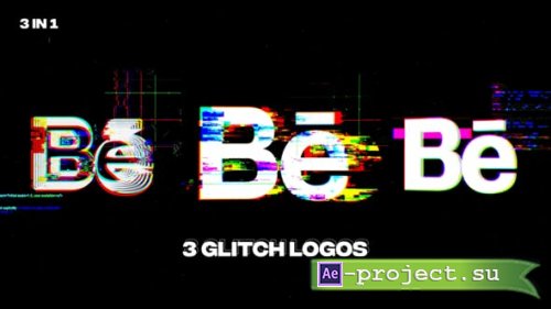 Videohive - Glitch Logos | 3 in 1 - 35513411 - Project for After Effects