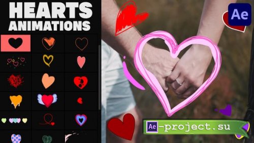 Videohive - Cartoon Hearts Stickers for After Effects - 36046457