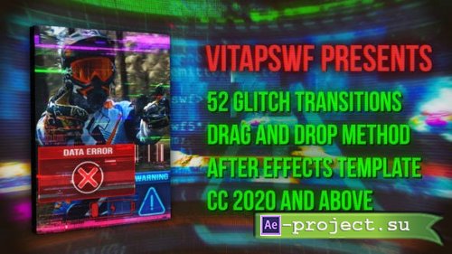 Videohive - 52 Drag and Drop Glitch Transitions - 36020363 - Project for After Effects
