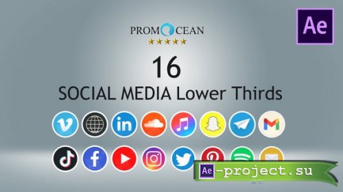 Videohive - 16 Social Media Lower Thirds - 36223177 - Project for After Effects