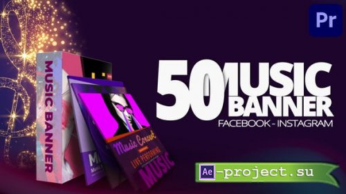 Videohive - 50 Music Banners Ad Mogrt - 36378068 - Premiere Pro Templates