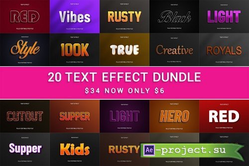 Editable 3D Text Effect Bundle V2 - 20 Premium Graphics