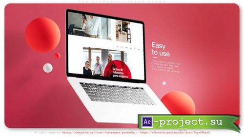 Videohive - Red Elements Laptop Mockup Promo - 36557182 - Project for After Effects