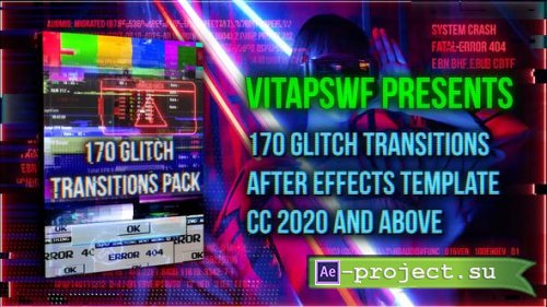 Videohive - 170 Glitch Transitions Pack - 36502715 - Project for After Effects