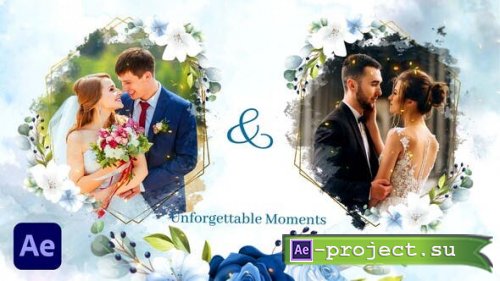 Videohive - WaterColor and Floral Wedding Slideshow - 36831945 - Project for After Effects