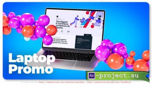 Videohive - Laptop Promo With Colorful Balls - 37213110 - Project for After Effects
