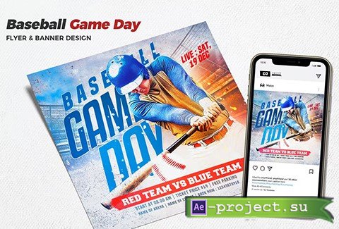 Baseball Game Day Social Media Promotion PSD