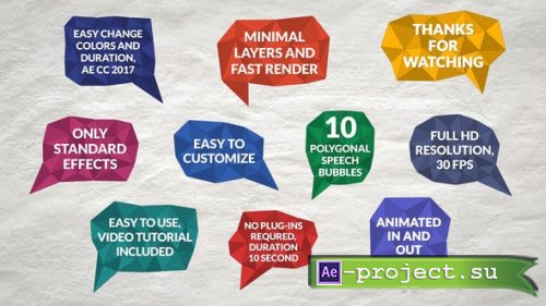 Videohive - 10 Polygonal Speech Bubbles - 37540746 - Project for After Effects