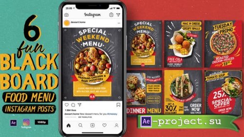 Videohive - Fun Blackboard Food Menu Instagram Posts - 38017377 - Project for After Effects
