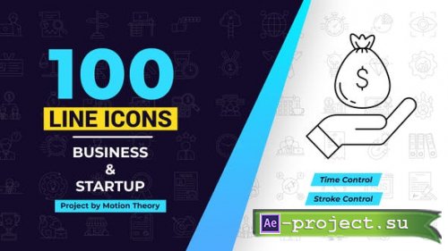 Videohive - 100 Business & Startup Line Icons - 38660689 - Project for After Effects