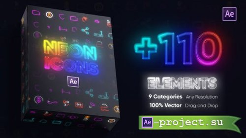 Videohive - Neon Icons Essential Pack - 39134242 - Project for After Effects
