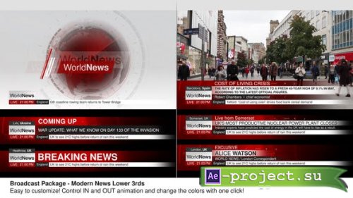 Videohive - Modern News Lower Thirds - Broadcast Package - 39065751 - Project for After Effects