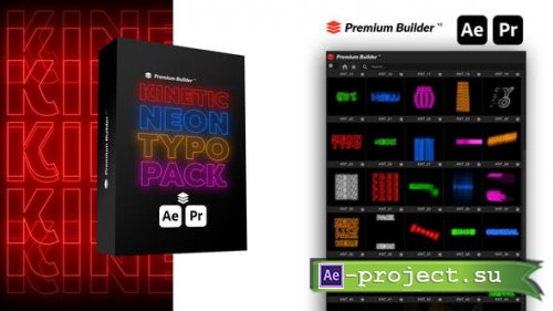 Videohive - Kinetic Neon Typo Pack - 39609087 - Project & Script for After Effects