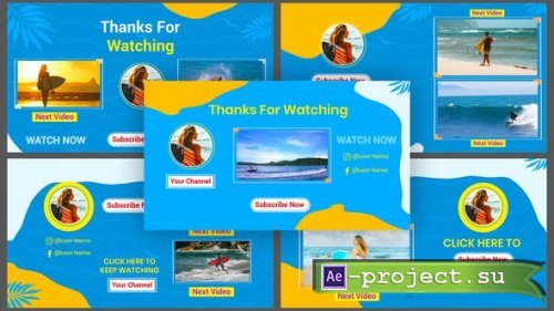 Videohive - Sea Beach Background Summer Surfing Youtube End Screen - 39717356 - Project for After Effects