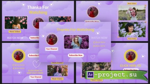Videohive - Violet Color Flower Rare Lilac YouTube End Screen - 39723097 - Project for After Effects