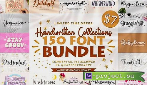 The Handwritten Collections Font Bundle - 150 Premium Fonts