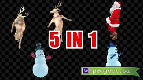 Videohive - Christmas Santa Clause Snowman Deer 5 Pack - 39901463 - Motion Graphics