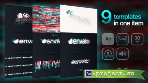 Videohive - Glitch Logos (9 in 1) - 40010025 - Project for After Effects