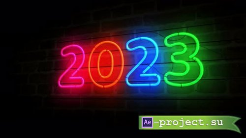 6 footage 2023 year symbol neon 4K  - Motion Graphics