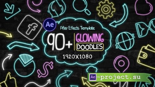 Videohive - 90+ Glowing Doodles Pack - 40563438 - Project for After Effects
