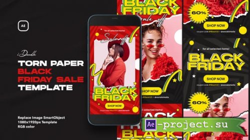 Videohive - Torn Paper Black Friday Sale Instagram Stories - 40658010 - Project for After Effects