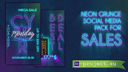Videohive - Neon Grunge Social Media Pack for Sales - 40755791 - Project for After Effects