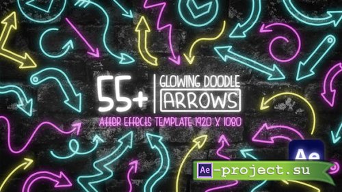 Videohive - 55+ Glowing Doodle Arrow Pack - 40786199 - Project for After Effects 