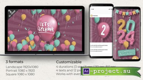 Videohive - Balloons Countdown for New Year - 41018741 - Project for After Effects