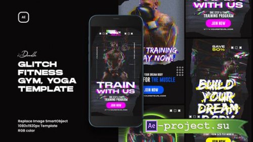 Videohive - Glitch Fitness and Gym Instagram Stories - 41743400 - Project for After Effects