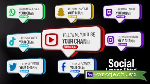Videohive - 3D Social Lower Thirds Pack - 42022498 - Project for After Effects