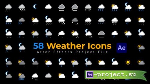 Videohive - Weather Icons - 58 Pack - 42790062 - Project for After Effects