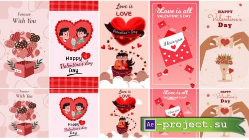 Videohive - Valentine's Day Instagram Stories & Posts - Cartoon Animation pack - 42894665