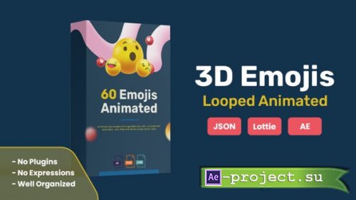 Videohive - 3D Animated Emojis with Looping animations , Json and Lottie files included - 41344451