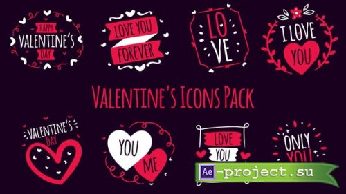 Videohive - Valentine's Icons Pack V2 - 43226496 - Project for After Effects