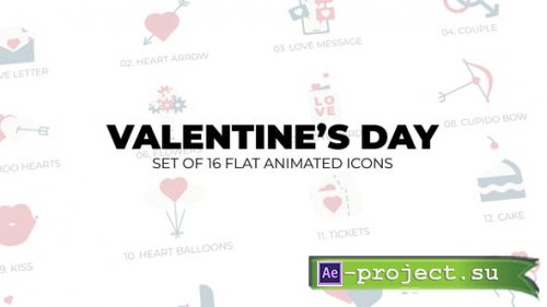 Videohive - Valentine's day - Set of 16 Animation Icons - 43384453 - Project for After Effects