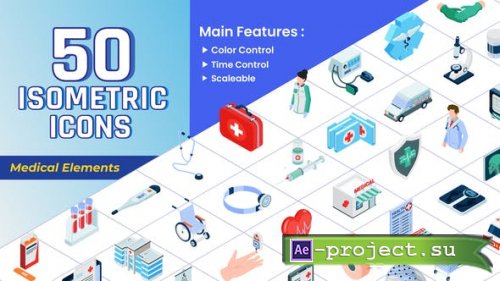 Videohive - Isometric Icons - Medical Elements - 43522157 - Project for After Effects