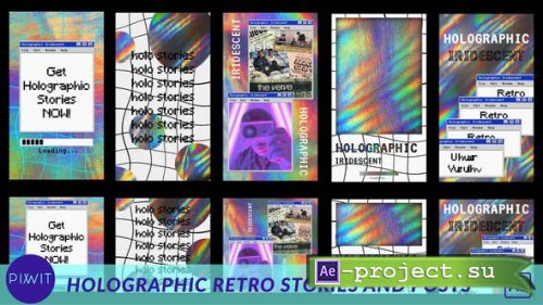 Videohive - Holographic Iridescent Retro Stories and Posts - 43792454 - Project for After Effects