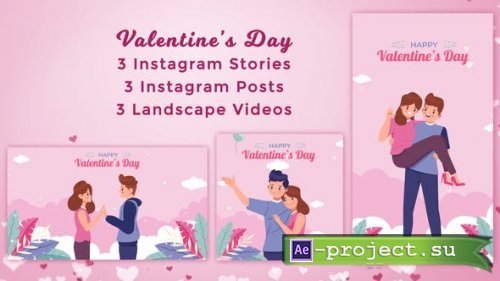 Videohive - Valentine's Day Romantic Couples Instagram Stories & Posts - Cartoon Animation pack - 43349455