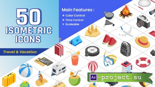 Videohive - Isometric Icons - Travel & Vacation - 43933268 - Project for After Effects
