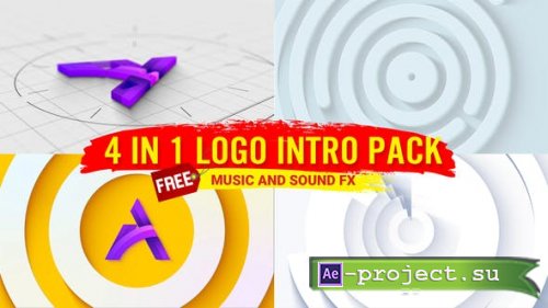 Videohive -  Logo Animation 4 in 1 pack logo Reveal minimal logo opener Ident with free music and fx - 44244673
