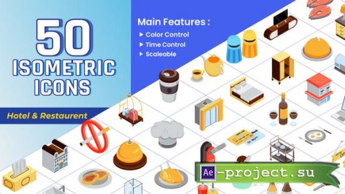Videohive - Isometric Icons - Hotel & Restaurant Icons - 44454148 - Project for After Effects