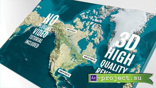 Videohive - 3D Physical Map - North America - 44525334 - Project for After Effects