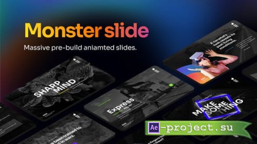 Videohive - Monster Slide Aniamted Text Full Screen Background Video Display After Effect Template - 44779087