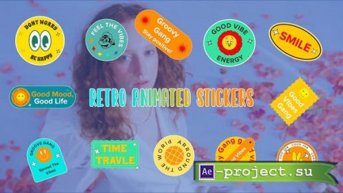 Videohive - Retro Animated Stickers Element Pack After Effects Template - 44912522 - Project for After Effects