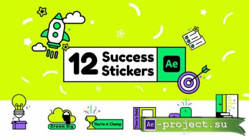 Videohive - 12 Success Stickers Animated - 45190304 - Project for After Effects