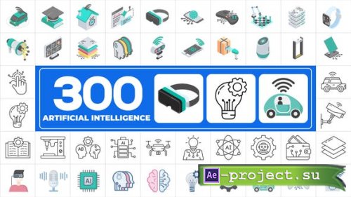 Videohive - 300 Icons Pack - Artificial Intelligence - 45364492 - Project for After Effects